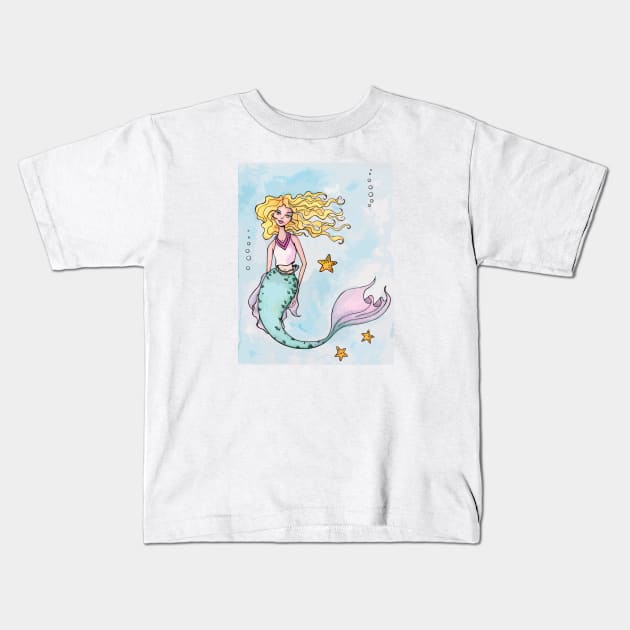 Starfish Mermaid Kids T-Shirt by LittleMissTyne